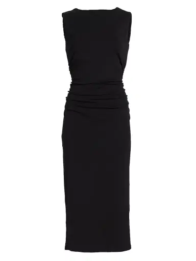 Veronica Beard Women's Charissa Gathered Stretch Cotton Jersey Sheath Dress - Black | Thumbnail 1 Veronica Beard Women's Charissa Gathered Stretch Cotton Jersey Sheath Dress - Black | Thumbnail 1