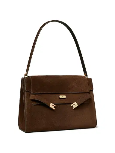 Tory Burch Women's Lee Radziwill Large Suede Shoulder Bag - Dark Cocoa | Thumbnail 4 Tory Burch Women's Lee Radziwill Large Suede Shoulder Bag - Dark Cocoa | Thumbnail 4