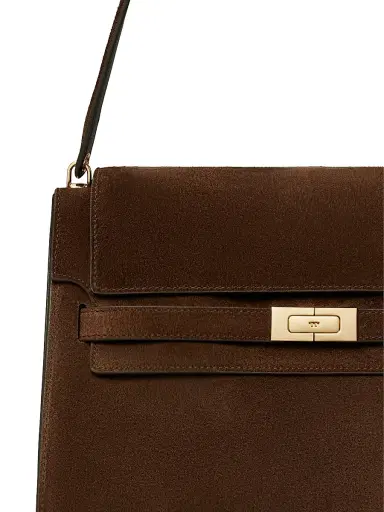Tory Burch Women's Lee Radziwill Large Suede Shoulder Bag - Dark Cocoa | Thumbnail 6 Tory Burch Women's Lee Radziwill Large Suede Shoulder Bag - Dark Cocoa | Thumbnail 6