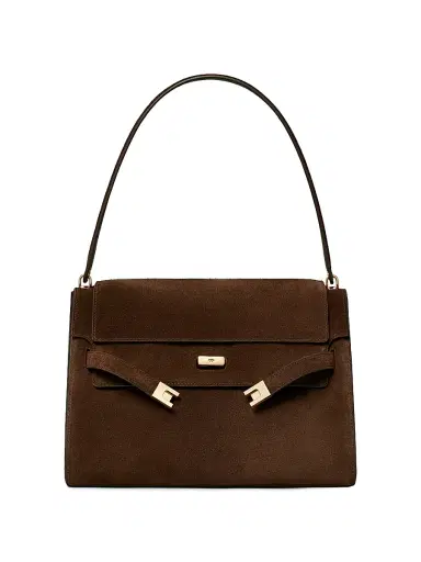 Tory Burch Women's Lee Radziwill Large Suede Shoulder Bag - Dark Cocoa | Thumbnail 1 Tory Burch Women's Lee Radziwill Large Suede Shoulder Bag - Dark Cocoa | Thumbnail 1