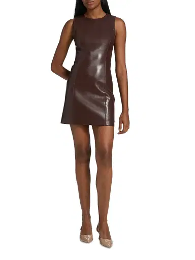 ALICE + OLIVIA Women's Lena Vegan Leather Minidress - Dark Chocolate | Thumbnail 2 ALICE + OLIVIA Women's Lena Vegan Leather Minidress - Dark Chocolate | Thumbnail 2