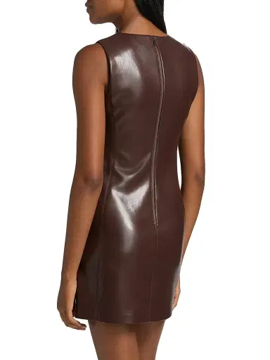 ALICE + OLIVIA Women's Lena Vegan Leather Minidress - Dark Chocolate | Thumbnail 6 ALICE + OLIVIA Women's Lena Vegan Leather Minidress - Dark Chocolate | Thumbnail 6