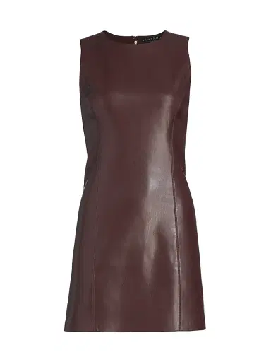 ALICE + OLIVIA Women's Lena Vegan Leather Minidress - Dark Chocolate | Thumbnail 1 ALICE + OLIVIA Women's Lena Vegan Leather Minidress - Dark Chocolate | Thumbnail 1