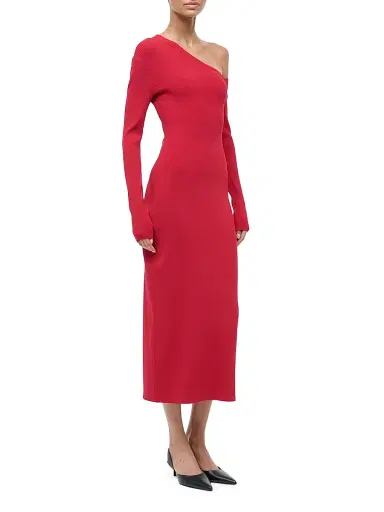Staud Women's Lois One-Shoulder Sheath Dress - Rouge | Thumbnail 3 Staud Women's Lois One-Shoulder Sheath Dress - Rouge | Thumbnail 3
