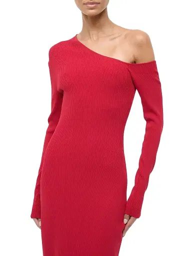 Staud Women's Lois One-Shoulder Sheath Dress - Rouge | Thumbnail 5 Staud Women's Lois One-Shoulder Sheath Dress - Rouge | Thumbnail 5