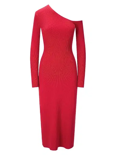 Staud Women's Lois One-Shoulder Sheath Dress - Rouge | Thumbnail 1 Staud Women's Lois One-Shoulder Sheath Dress - Rouge | Thumbnail 1