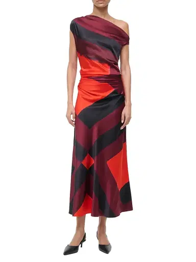 Staud Women's Phare Abstract Stretch-Silk One-Shoulder Dress - Ruby Prism | Thumbnail 2 Staud Women's Phare Abstract Stretch-Silk One-Shoulder Dress - Ruby Prism | Thumbnail 2