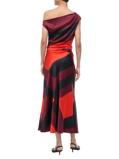 Staud Women's Phare Abstract Stretch-Silk One-Shoulder Dress - Ruby Prism | Thumbnail 4 Staud Women's Phare Abstract Stretch-Silk One-Shoulder Dress - Ruby Prism | Thumbnail 4