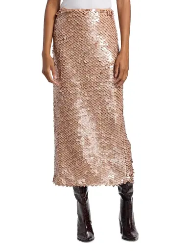 TWP Women's Gwyneth Sequin Midi-Skirt - Tan | Thumbnail 3 TWP Women's Gwyneth Sequin Midi-Skirt - Tan | Thumbnail 3