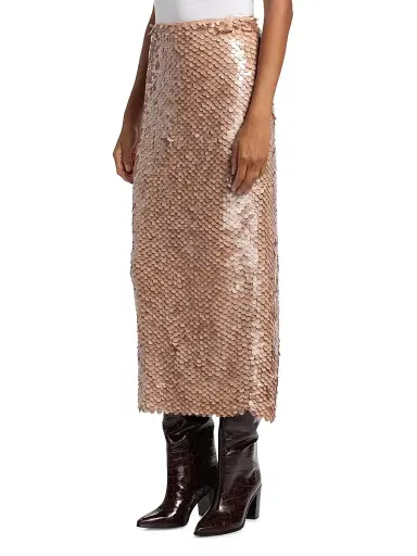 TWP Women's Gwyneth Sequin Midi-Skirt - Tan | Thumbnail 4 TWP Women's Gwyneth Sequin Midi-Skirt - Tan | Thumbnail 4