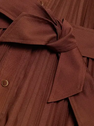Milly Women's Johanna Pleated Twill Midi-Dress - Brown | Thumbnail 7 Milly Women's Johanna Pleated Twill Midi-Dress - Brown | Thumbnail 7