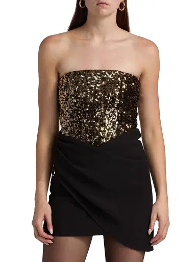 BCBGMAXAZRIA Women's Sequined Crepe Strapless Minidress | Thumbnail 3 BCBGMAXAZRIA Women's Sequined Crepe Strapless Minidress | Thumbnail 3