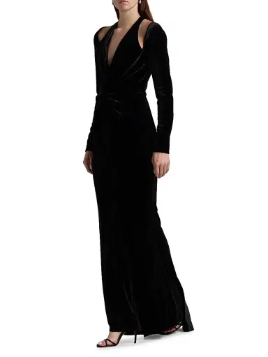 BCBGMAXAZRIA Women's Twist Velvet Gown - Black | Thumbnail 2 BCBGMAXAZRIA Women's Twist Velvet Gown - Black | Thumbnail 2