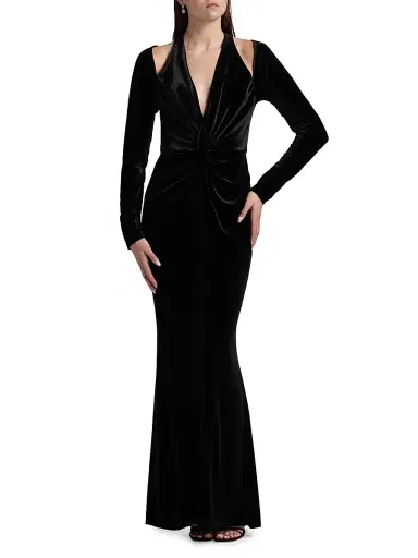 BCBGMAXAZRIA Women's Twist Velvet Gown - Black | Thumbnail 3 BCBGMAXAZRIA Women's Twist Velvet Gown - Black | Thumbnail 3