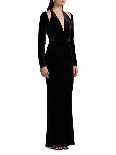 BCBGMAXAZRIA Women's Twist Velvet Gown - Black | Thumbnail 4 BCBGMAXAZRIA Women's Twist Velvet Gown - Black | Thumbnail 4