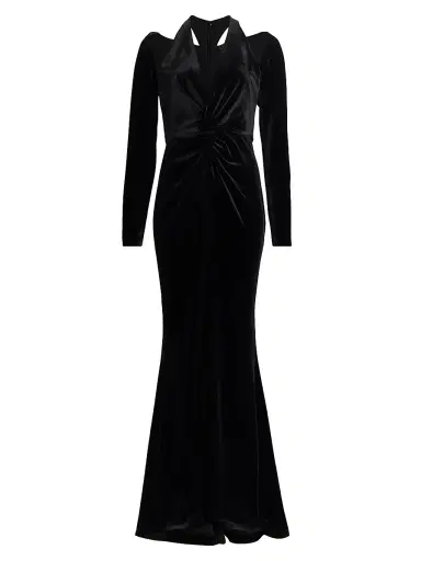 BCBGMAXAZRIA Women's Twist Velvet Gown - Black | Thumbnail 1 BCBGMAXAZRIA Women's Twist Velvet Gown - Black | Thumbnail 1
