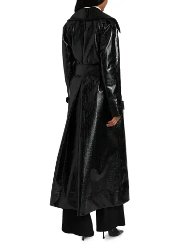 Toccin Women's Chloe Croc-Embossed Faux Leather Trench Coat - Jet | Thumbnail 5 Toccin Women's Chloe Croc-Embossed Faux Leather Trench Coat - Jet | Thumbnail 5