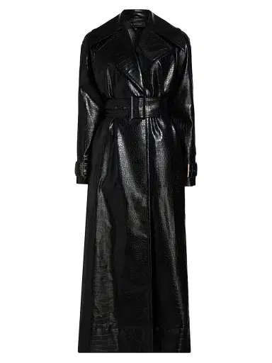 Toccin Women's Chloe Croc-Embossed Faux Leather Trench Coat - Jet | Thumbnail 1 Toccin Women's Chloe Croc-Embossed Faux Leather Trench Coat - Jet | Thumbnail 1
