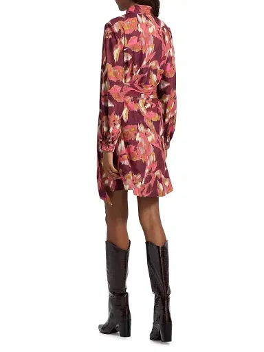 Figue Women's Izzie Printed Minidress - Ikat Foliage Bordeaux Red | Thumbnail 5 Figue Women's Izzie Printed Minidress - Ikat Foliage Bordeaux Red | Thumbnail 5