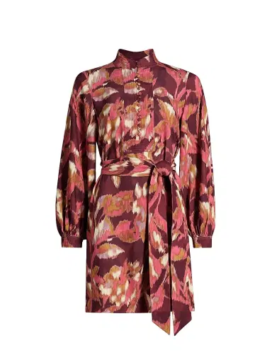 Figue Women's Izzie Printed Minidress - Ikat Foliage Bordeaux Red | Thumbnail 1 Figue Women's Izzie Printed Minidress - Ikat Foliage Bordeaux Red | Thumbnail 1