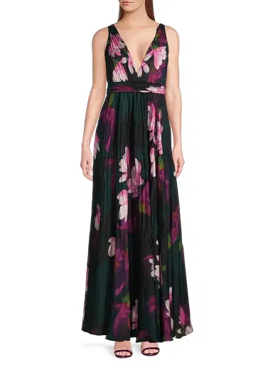 Ungaro Women's Vera Floral Pleated Maxi Dress - Black Multi | Thumbnail 2 Ungaro Women's Vera Floral Pleated Maxi Dress - Black Multi | Thumbnail 2