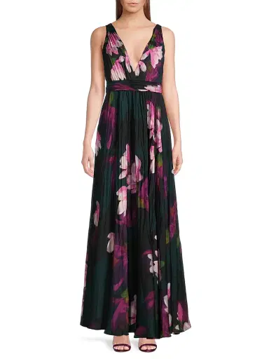 Ungaro Women's Vera Floral Pleated Maxi Dress - Black Multi | Thumbnail 3 Ungaro Women's Vera Floral Pleated Maxi Dress - Black Multi | Thumbnail 3