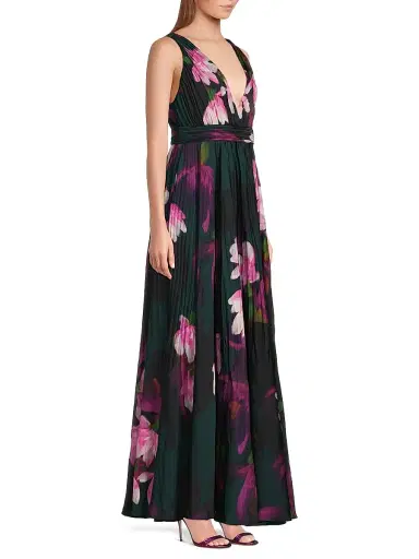 Ungaro Women's Vera Floral Pleated Maxi Dress - Black Multi | Thumbnail 4 Ungaro Women's Vera Floral Pleated Maxi Dress - Black Multi | Thumbnail 4