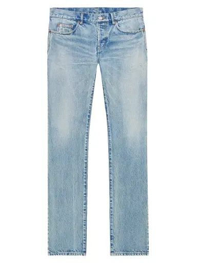 Saint Laurent Men's Low-Rise Jeans in Beat Denim - Blue Beat | Thumbnail 1 Saint Laurent Men's Low-Rise Jeans in Beat Denim - Blue Beat | Thumbnail 1