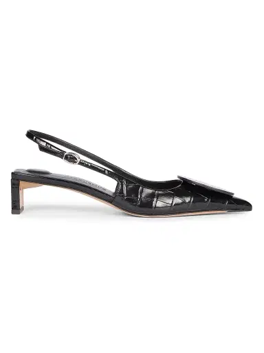 Jacquemus Women's Les Slingbacks Duelo 40MM Croc-Embossed Leather Pumps - Black | Thumbnail 2 Jacquemus Women's Les Slingbacks Duelo 40MM Croc-Embossed Leather Pumps - Black | Thumbnail 2