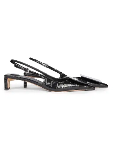 Jacquemus Women's Les Slingbacks Duelo 40MM Croc-Embossed Leather Pumps - Black | Thumbnail 3 Jacquemus Women's Les Slingbacks Duelo 40MM Croc-Embossed Leather Pumps - Black | Thumbnail 3
