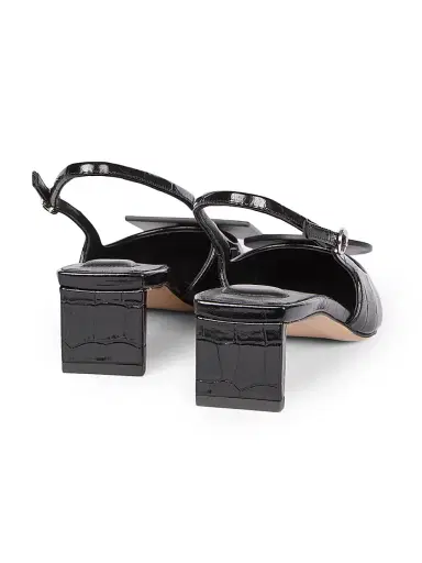 Jacquemus Women's Les Slingbacks Duelo 40MM Croc-Embossed Leather Pumps - Black | Thumbnail 4 Jacquemus Women's Les Slingbacks Duelo 40MM Croc-Embossed Leather Pumps - Black | Thumbnail 4