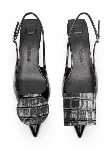 Jacquemus Women's Les Slingbacks Duelo 40MM Croc-Embossed Leather Pumps - Black | Thumbnail 5 Jacquemus Women's Les Slingbacks Duelo 40MM Croc-Embossed Leather Pumps - Black | Thumbnail 5