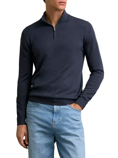 Reiss Men's Blackhall Quarter-Zip Wool Sweater - Midnight Navy - Size XXL | Thumbnail 3 Reiss Men's Blackhall Quarter-Zip Wool Sweater - Midnight Navy - Size XXL | Thumbnail 3