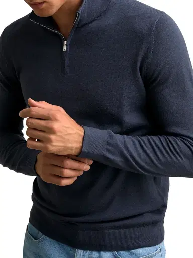 Reiss Men's Blackhall Quarter-Zip Wool Sweater - Midnight Navy - Size XXL | Thumbnail 5 Reiss Men's Blackhall Quarter-Zip Wool Sweater - Midnight Navy - Size XXL | Thumbnail 5