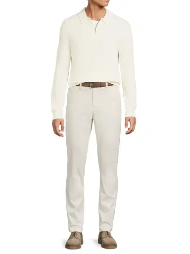 Reiss Men's Hamilton Waffle-Knit Wool Polo Sweater - Off White | Thumbnail 2 Reiss Men's Hamilton Waffle-Knit Wool Polo Sweater - Off White | Thumbnail 2