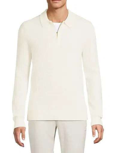 Reiss Men's Hamilton Waffle-Knit Wool Polo Sweater - Off White | Thumbnail 3 Reiss Men's Hamilton Waffle-Knit Wool Polo Sweater - Off White | Thumbnail 3