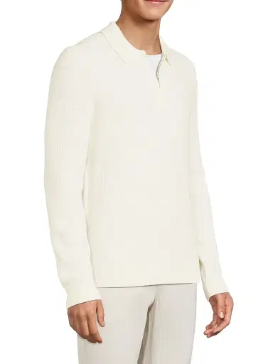 Reiss Men's Hamilton Waffle-Knit Wool Polo Sweater - Off White | Thumbnail 4 Reiss Men's Hamilton Waffle-Knit Wool Polo Sweater - Off White | Thumbnail 4
