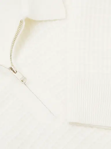 Reiss Men's Hamilton Waffle-Knit Wool Polo Sweater - Off White | Thumbnail 6 Reiss Men's Hamilton Waffle-Knit Wool Polo Sweater - Off White | Thumbnail 6