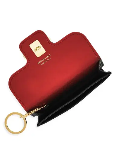 Ferragamo Women's Gancini Leather Key Holder - Nero Flame Red | Thumbnail 2 Ferragamo Women's Gancini Leather Key Holder - Nero Flame Red | Thumbnail 2