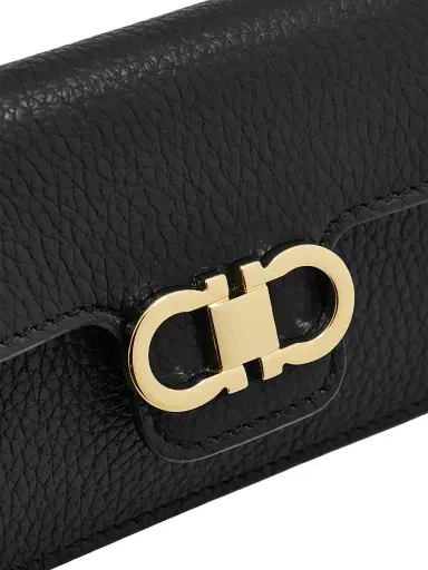 Ferragamo Women's Gancini Leather Key Holder - Nero Flame Red | Thumbnail 5 Ferragamo Women's Gancini Leather Key Holder - Nero Flame Red | Thumbnail 5