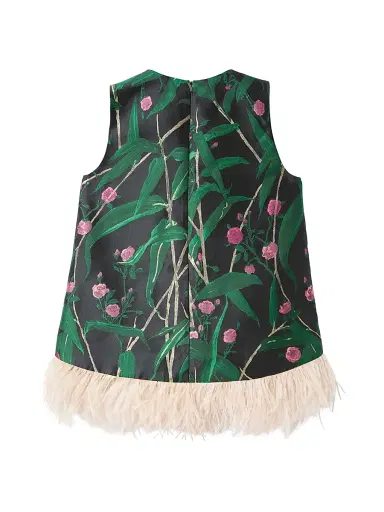 La DoubleJ Women's La Scala Top with Feathers - Bamboo Jacquard Black - Size XS | Thumbnail 2 La DoubleJ Women's La Scala Top with Feathers - Bamboo Jacquard Black - Size XS | Thumbnail 2