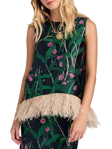 La DoubleJ Women's La Scala Top with Feathers - Bamboo Jacquard Black - Size XS | Thumbnail 3 La DoubleJ Women's La Scala Top with Feathers - Bamboo Jacquard Black - Size XS | Thumbnail 3