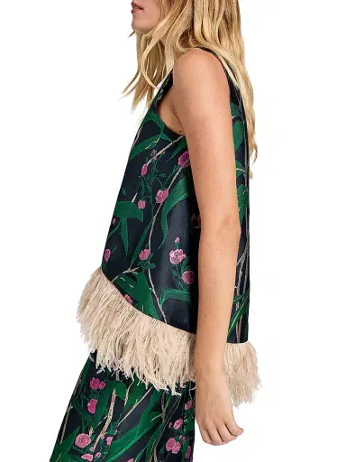 La DoubleJ Women's La Scala Top with Feathers - Bamboo Jacquard Black - Size XS | Thumbnail 5 La DoubleJ Women's La Scala Top with Feathers - Bamboo Jacquard Black - Size XS | Thumbnail 5