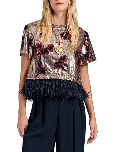 La DoubleJ Women's La Scala Tee with Feathers - Primrose Bronze | Thumbnail 3 La DoubleJ Women's La Scala Tee with Feathers - Primrose Bronze | Thumbnail 3