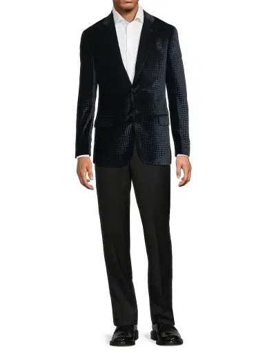 Emporio Armani Men's Velvet Dinner Jacket - Navy | Thumbnail 2 Emporio Armani Men's Velvet Dinner Jacket - Navy | Thumbnail 2