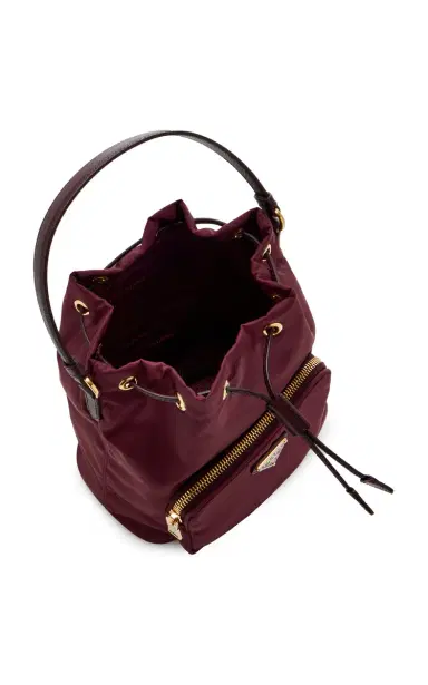 Prada Duet Re-Nylon Bucket Bag - Burgundy - OS | Thumbnail 13 Prada Duet Re-Nylon Bucket Bag - Burgundy - OS | Thumbnail 13