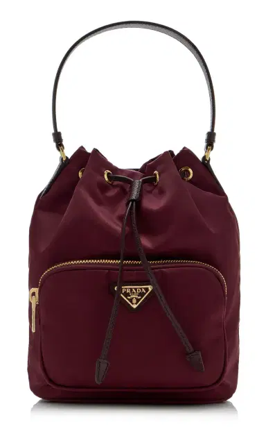 Prada Duet Re-Nylon Bucket Bag - Burgundy - OS | Thumbnail 1 Prada Duet Re-Nylon Bucket Bag - Burgundy - OS | Thumbnail 1