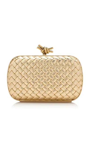 Bottega Veneta Knot Intrecciato Metallic-Leather Minaudiere | Thumbnail 1 Bottega Veneta Knot Intrecciato Metallic-Leather Minaudiere | Thumbnail 1