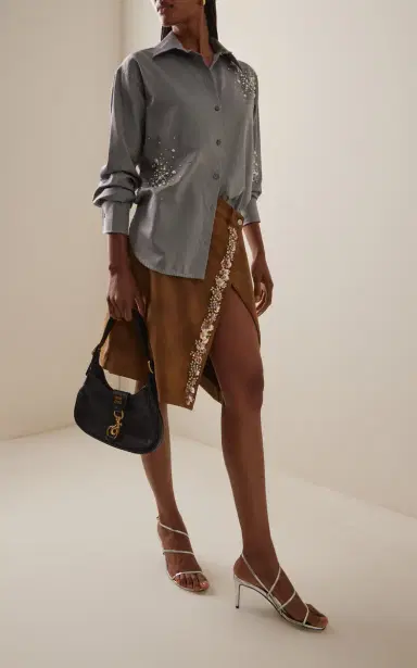 DES_PHEMMES Embroidered Faux Suede Wrap Skirt | Thumbnail 2 DES_PHEMMES Embroidered Faux Suede Wrap Skirt | Thumbnail 2