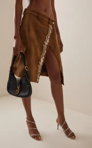 DES_PHEMMES Embroidered Faux Suede Wrap Skirt | Thumbnail 3 DES_PHEMMES Embroidered Faux Suede Wrap Skirt | Thumbnail 3